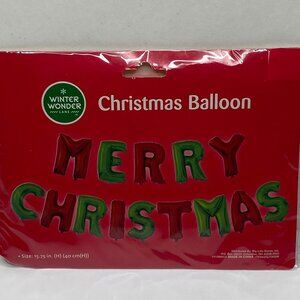 Winter Wonder Lane Merry Christmas Letter Banner Balloons Red Green